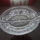 Vintage Pressed Glass Diamond Pattern Divided Celery Dish