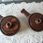 Vintage Laurentian Pottery 2 Abstract Brown/Rust Onion Soup Dish