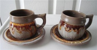 Vintage Laurentian Pottery 2 Cups/Saucers TUNDRA