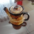 Brown & Yellow Lava Teapot Pottery Laurentian Pottery 70s