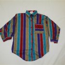 Women's Size Medium Striped Pop Corn Button Front Shirt