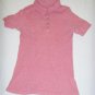Women's Size Large Pink Ribbed Polo Shirt
