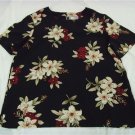 Women's Size Large Jaclyn Smith Black Floral Blouse