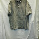 Men's Large Gray And Black Plaid Trader Bay Polo Shirt