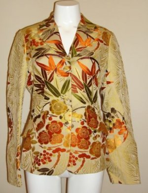 ANNE KLEIN Brocade Floral Silk Blazer Jacket. 4
