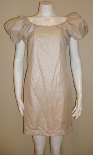 WALTER Light Beige Lame Metallic Cotton Dress.Sz.2/4