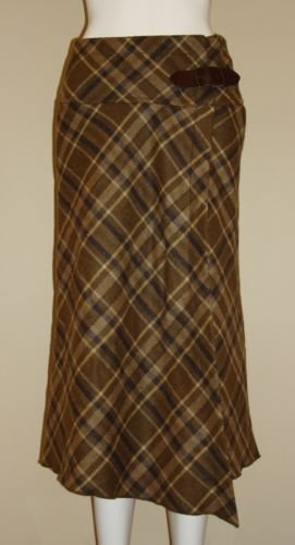 FACONNABLE Plaid Wool Tartan Asymmetric Style Skirt. 2