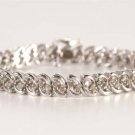 $450 2ct.Genuine Diamond 2 Row Sterling Silver Bracelet