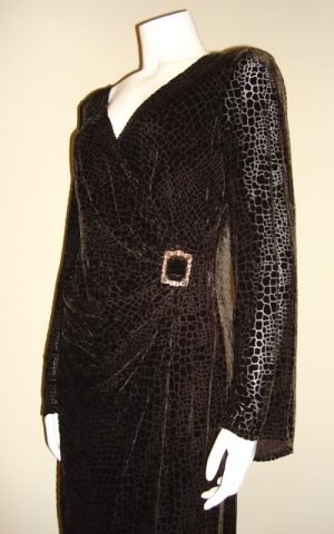 Tadashi Brown Pattern Drape Gown w/Sarah Cov.Pin.Sz. 8