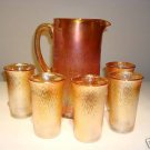 Depression"Tree Bark"Jeannette/Imp. MariGold  Glass Set