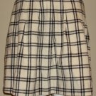 PINK TARTAN CANADA Pleated White/Black Wool Skirt.Sz.12
