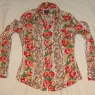 LUCKY BRAND Linen Floral Western Style Shirt. XS
