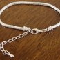 3mm Silver Plated"Snake"Bracelet 4 European Beads.8.25"