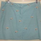 J CREW Blue Cotton Corduroy Dogs Embroidered Skirt. 14