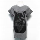Loose-Fit Round Neck Wolf Print Short Sleeve Spring Long T-Shirt For Women