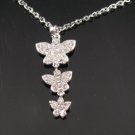 SN045 Crystal Butterfly Dangle Silver Pendant Necklace Best Gift Idea