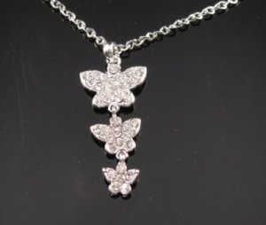 SN045 Crystal Butterfly Dangle Silver Pendant Necklace Best Gift Idea
