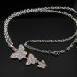 SN045 Crystal Butterfly Dangle Silver Pendant Necklace Best Gift Idea