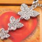 SN045 Crystal Butterfly Dangle Silver Pendant Necklace Best Gift Idea