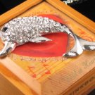 SN047 Crystal Dolphin Silver Pendant Necklace Best Gift Idea