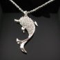 SN047 Crystal Dolphin Silver Pendant Necklace Best Gift Idea