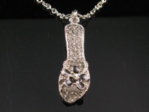 SN049 Crystal Sandal Silver Pendant Necklace Best Gift Idea