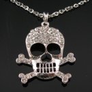 CRYSTAL SKULL SILVER NECKLACE SN050