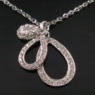 SN051 Crystal Pear Dangle Silver Pendant Necklace Best Gift Idea
