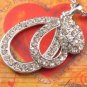 SN051 Crystal Pear Dangle Silver Pendant Necklace Best Gift Idea