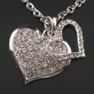 SN052 CRYSTAL HEART SILVER NECKLACE