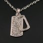 SN054 Crystal Retangle Tag Dangle Silver Pendant Necklace Best Gift Idea