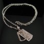 SN054 Crystal Retangle Tag Dangle Silver Pendant Necklace Best Gift Idea
