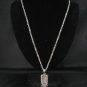 SN054 Crystal Retangle Tag Dangle Silver Pendant Necklace Best Gift Idea
