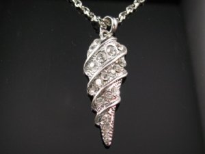 SN055 Crystal Shell Dangle Silver Pendant Necklace Best Gift Idea