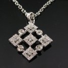 SN060 Crystal Diamond Shape Silver Pendant Necklace Best Gift Idea