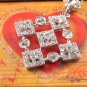 SN060 Crystal Diamond Shape Silver Pendant Necklace Best Gift Idea