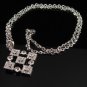 SN060 Crystal Diamond Shape Silver Pendant Necklace Best Gift Idea