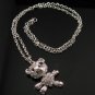 SN062 Crystal Cutie Bear Dangle Silver Pendant Necklace Best Gift Idea