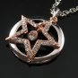 SN067 Crystal Star Round Dangle Silver Pendant Necklace Best Gift Idea