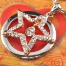 SN067 Crystal Star Round Dangle Silver Pendant Necklace Best Gift Idea