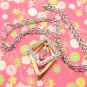 SN074 Crystal Diamond Shape Silver Pendant Necklace Best Gift Idea
