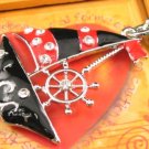SN348 Crystal Sailing Boat Silver Pendant Necklace Best Gift Idea
