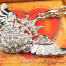 SN345 Crystal Angel Crown Silver Pendant Necklace Best Gift Idea