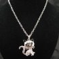 SN343 Crystal Funky Cat Silver Pendant Necklace Best Gift Idea
