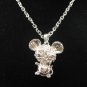 SN340 Crystal Cutie Mouse Silver Pendant Necklace Best Gift Idea