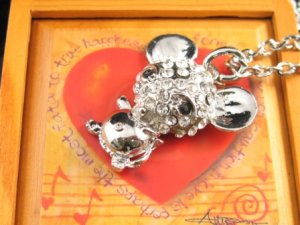 SN340 Crystal Cutie Mouse Silver Pendant Necklace Best Gift Idea