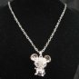 SN340 Crystal Cutie Mouse Silver Pendant Necklace Best Gift Idea