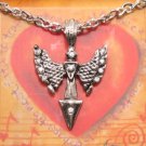 SN083  Crystal Bat Cross Silver Pendant Necklace Best Gift Idea