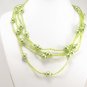 SN086 Elegant 80" Long Green Simulated Pearl Glass Beads Necklace Best Gift Idea