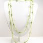 SN086 Elegant 80" Long Green Simulated Pearl Glass Beads Necklace Best Gift Idea